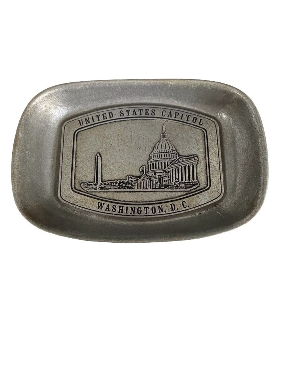Vintage United States Capitol Pewter Trinket Dish Washington DC Souvenir Tray 9x